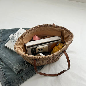 Bolsa de Palha Clara para Praia estilo balde - Loja Palhanna