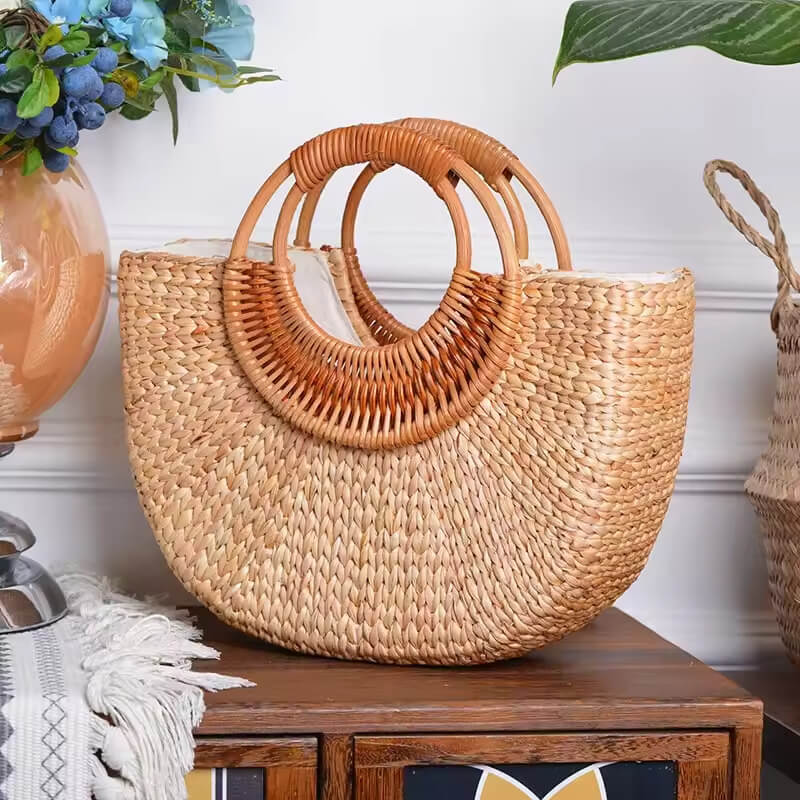 Bolsa de Palha Rattan Trançado - Sagrado Tesouro
