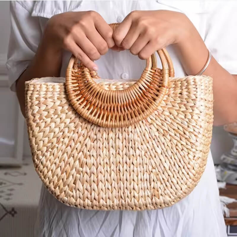 Bolsa de Palha Rattan Trançado - Sagrado Tesouro