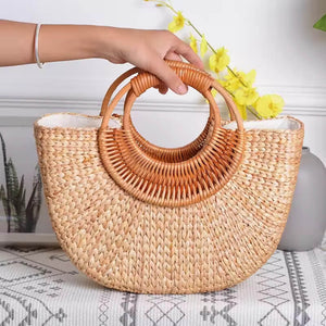 Bolsa de Palha Rattan Trançado - Sagrado Tesouro
