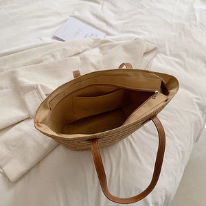 Bolsa de Palha para Praia Verão Grande com ziper - Loja Palhanna