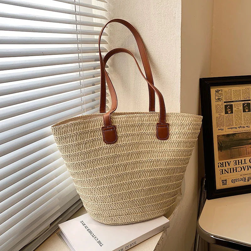 Bolsa de Palha para Praia Verão Grande com ziper - Loja Palhanna